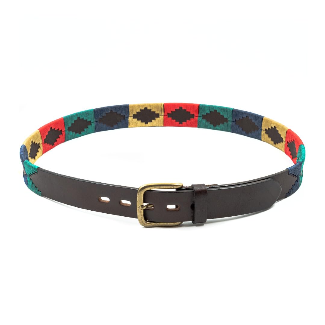 Premium Hand-Stitched Genuine Leather Polo Belt for Men - Classic Dress & Casual Style - Perfect for Business, Office & Everyday Wear