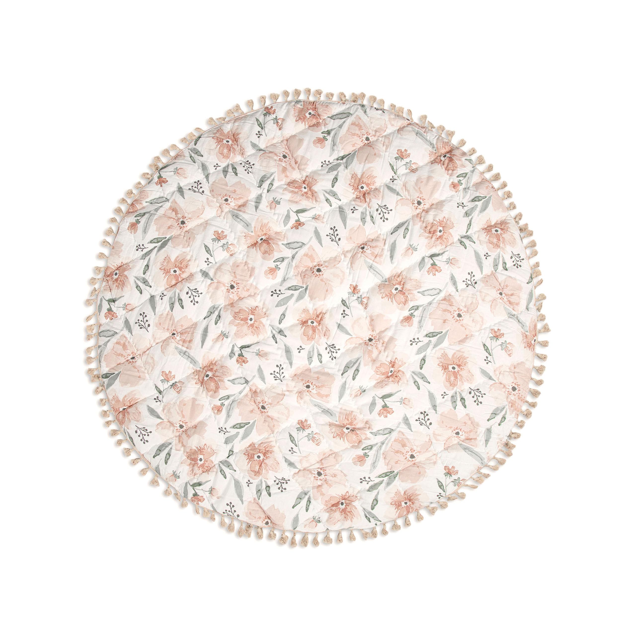 **Soft Pink Floral Baby Play Mat - 40