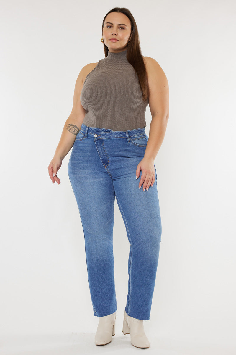 Lory High Rise Slim Straight Jeans for Women - Plus Size Denim Pants with Stretch Comfort | Perfect for Casual Wear, Office & Date Night Outfits