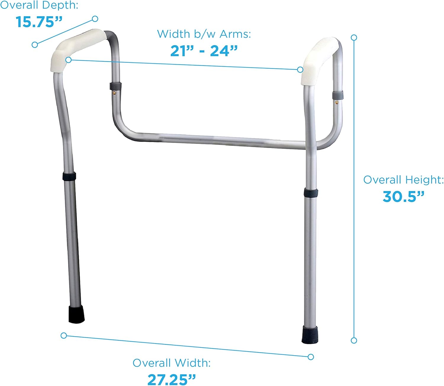 Nova Toilet Safety Rails for Elderly - Adjustable Bathroom Grab Bars for Seniors & Disabled - Non-Slip Shower Handles for Bathroom Safety - Perfect for Home & Hospital Use