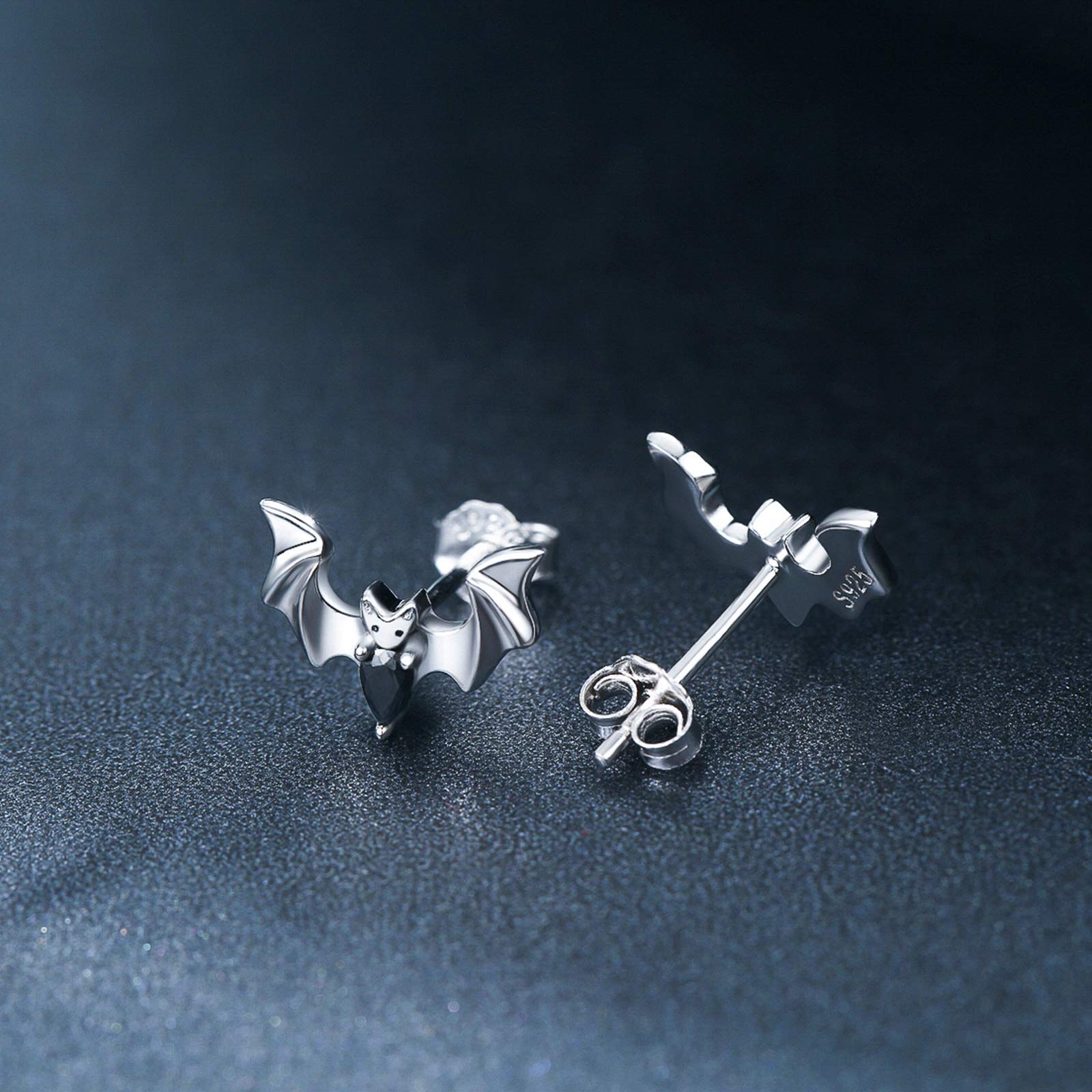Halloween Bat Stud Earrings - S925 Sterling Silver Hypoallergenic Jewelry | Cute Animal Earrings for Women, Girls, Girlfriend, Wife & Daughter | Perfect for Costume Parties, Gothic Fashion & Everyday Wear