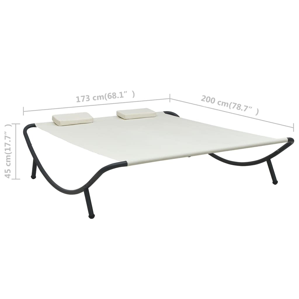 Outdoor Patio Lounge Bed with Cream Fabric - Perfect for Backyard Relaxation, Poolside Lounging, and Sunbathing