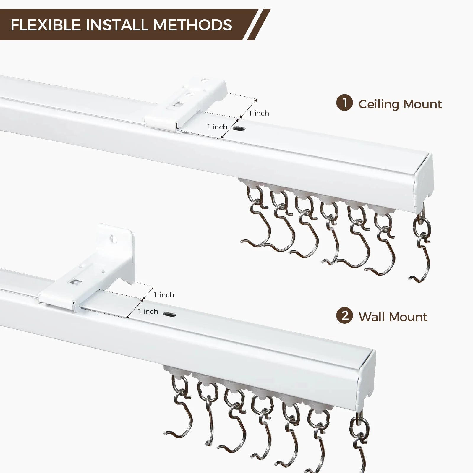 Lora Track Kit for Ceiling or Wall Mount - Heavy Duty Drapery & Curtain Room Divider System | Perfect for Home Theater, Bedroom Blackout, and Office Partitions
