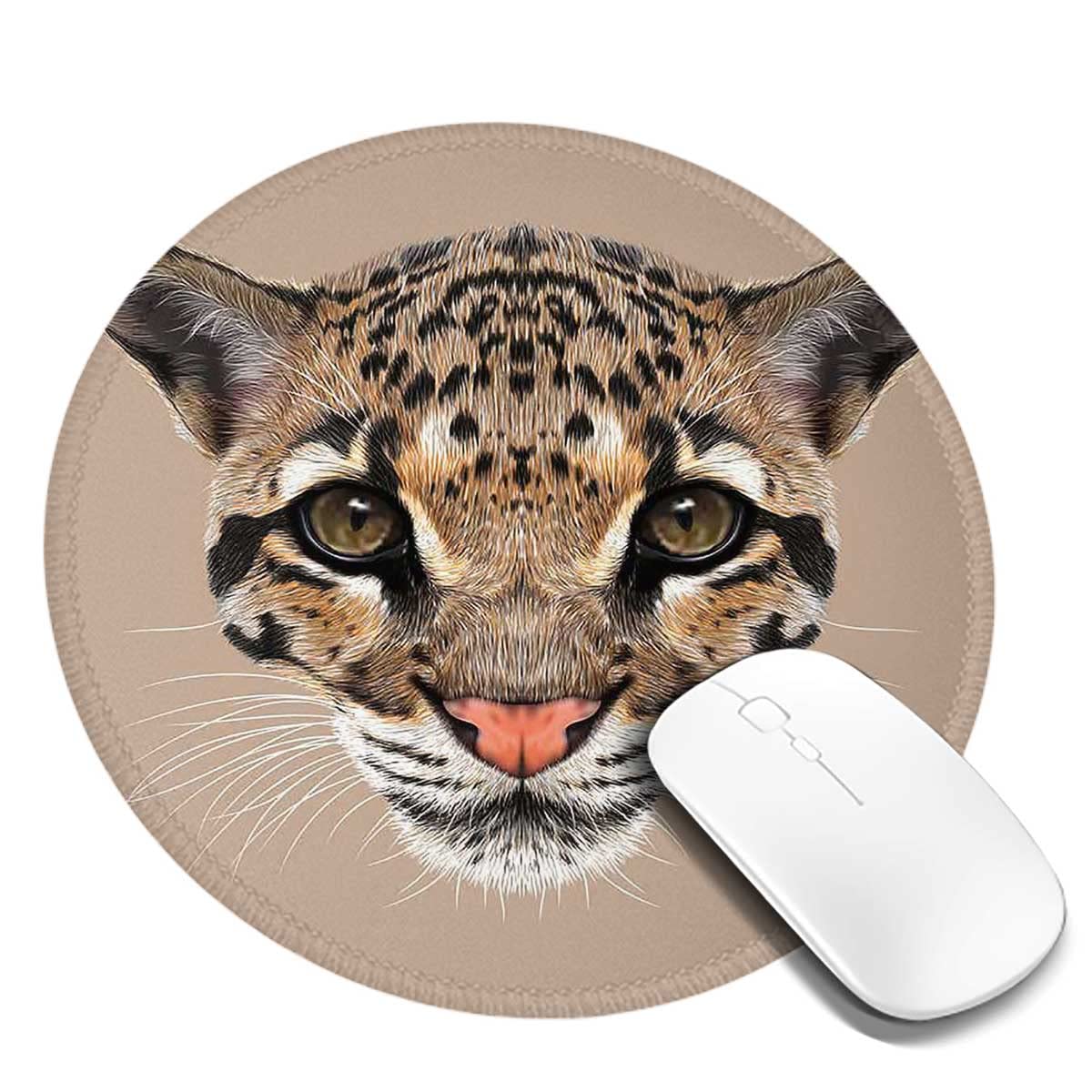 Non-Slip Round Mouse Pad for Laptop & Computer - 2PCS Set with Rubber Base, Cute Baby Leopard Design, 7.9x7.9x0.12 Inches - Perfect for Office, Gaming & Home Workspace Accessories
