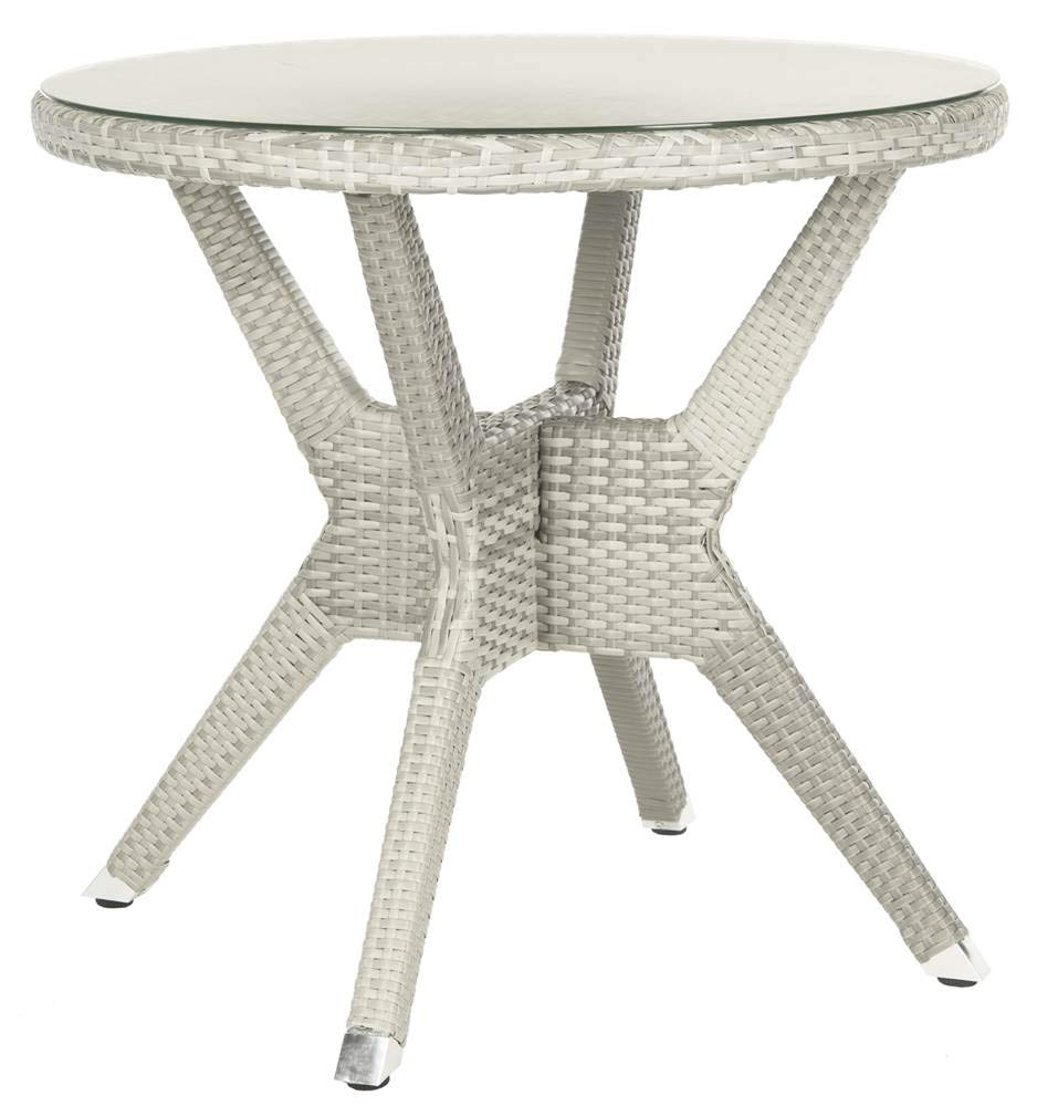Safavieh Outdoor Round Accent Table - 24 Inch Grey Patio Side Table for Garden, Poolside & Deck - Weather-Resistant Outdoor Furniture for Coffee & Drinks