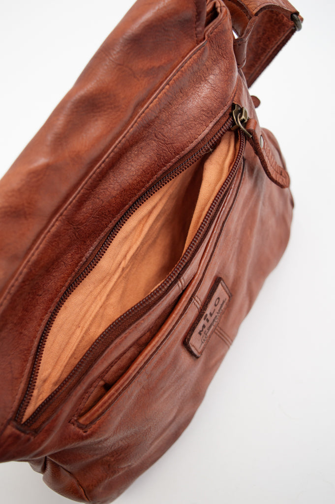 Premium Genuine Leather Handbag 098 in Cognac Brown - Stylish & Durable Women's Tote for Work, Travel & Everyday Use