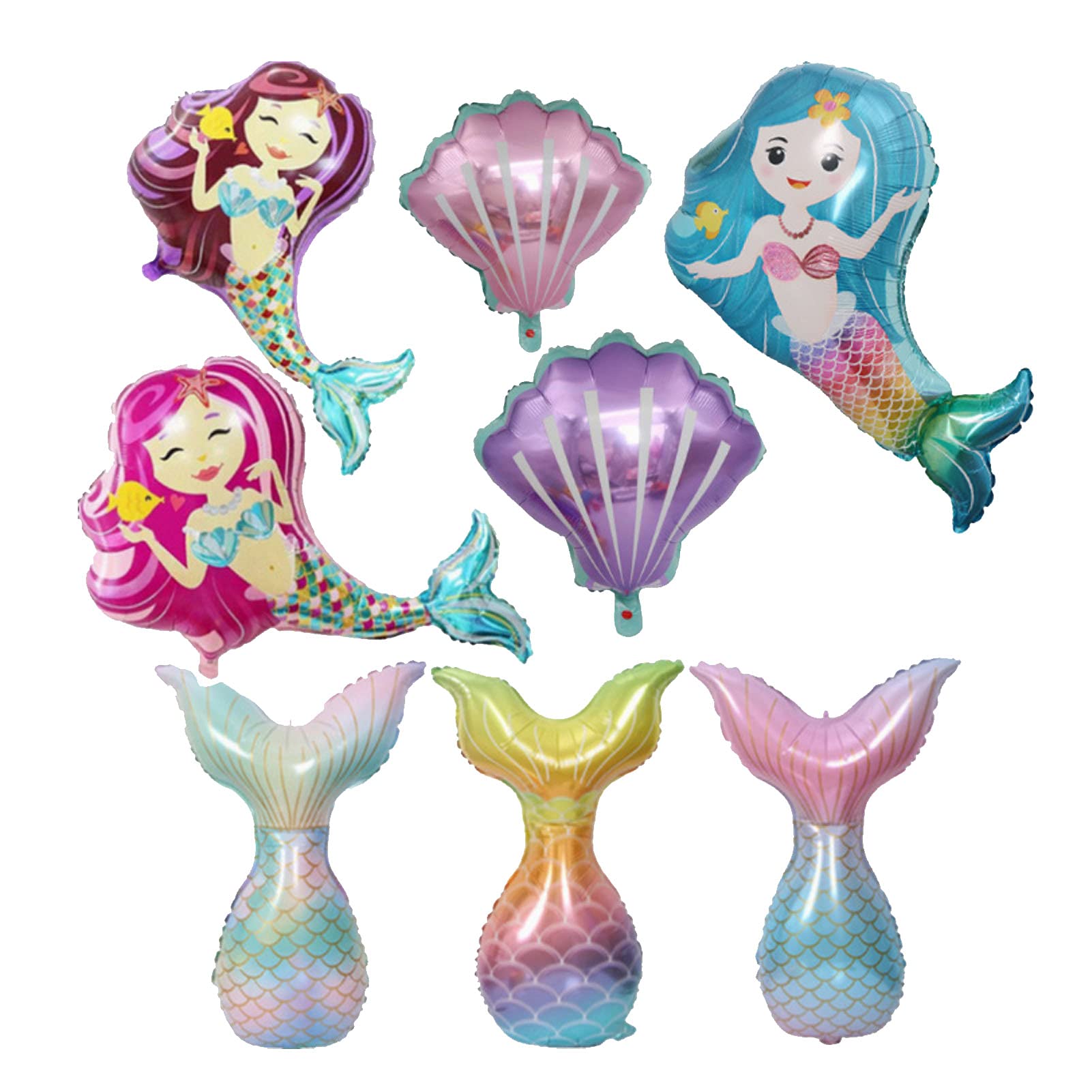 8 Pack Mermaid Balloons - Under The Sea Foil Balloons for Baby Shower, Wedding, Birthday Party Decorations | Perfect for Ocean Theme Parties, Kids Room Decor & Photo Backdrops