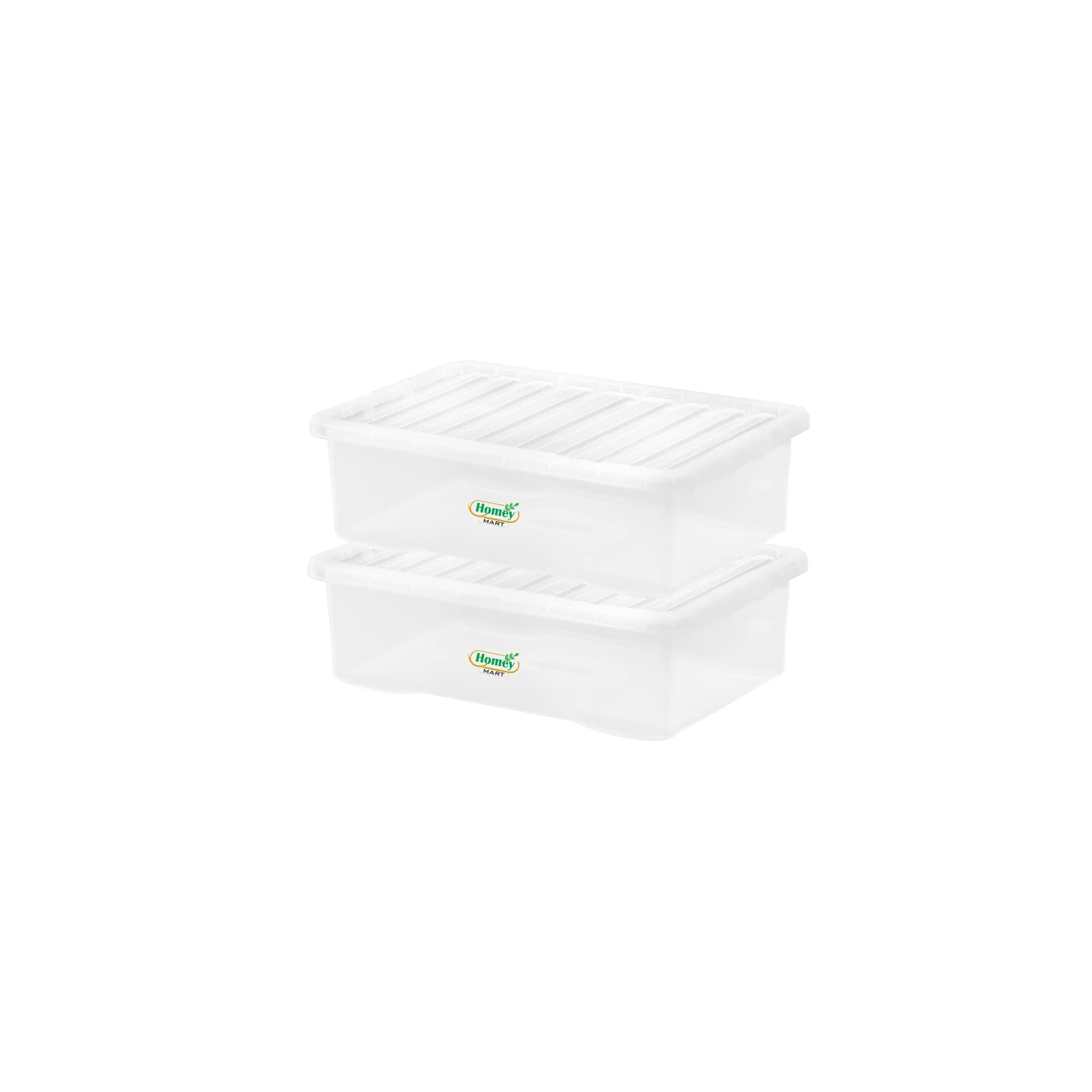 2 Pack 32L Clear Plastic Storage Bins with Lids - Stackable, Nestable Under Bed Storage Boxes for Home, Office & Closet Organization