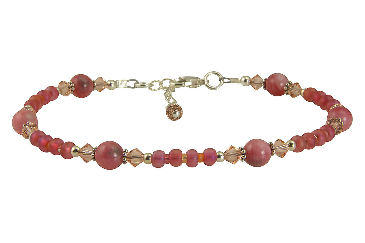 Natural Coral Peach Jade Gemstone Anklet - Handmade Adjustable Ankle Bracelet for Women, Boho Beach Jewelry for Summer Vacation & Festival Wear