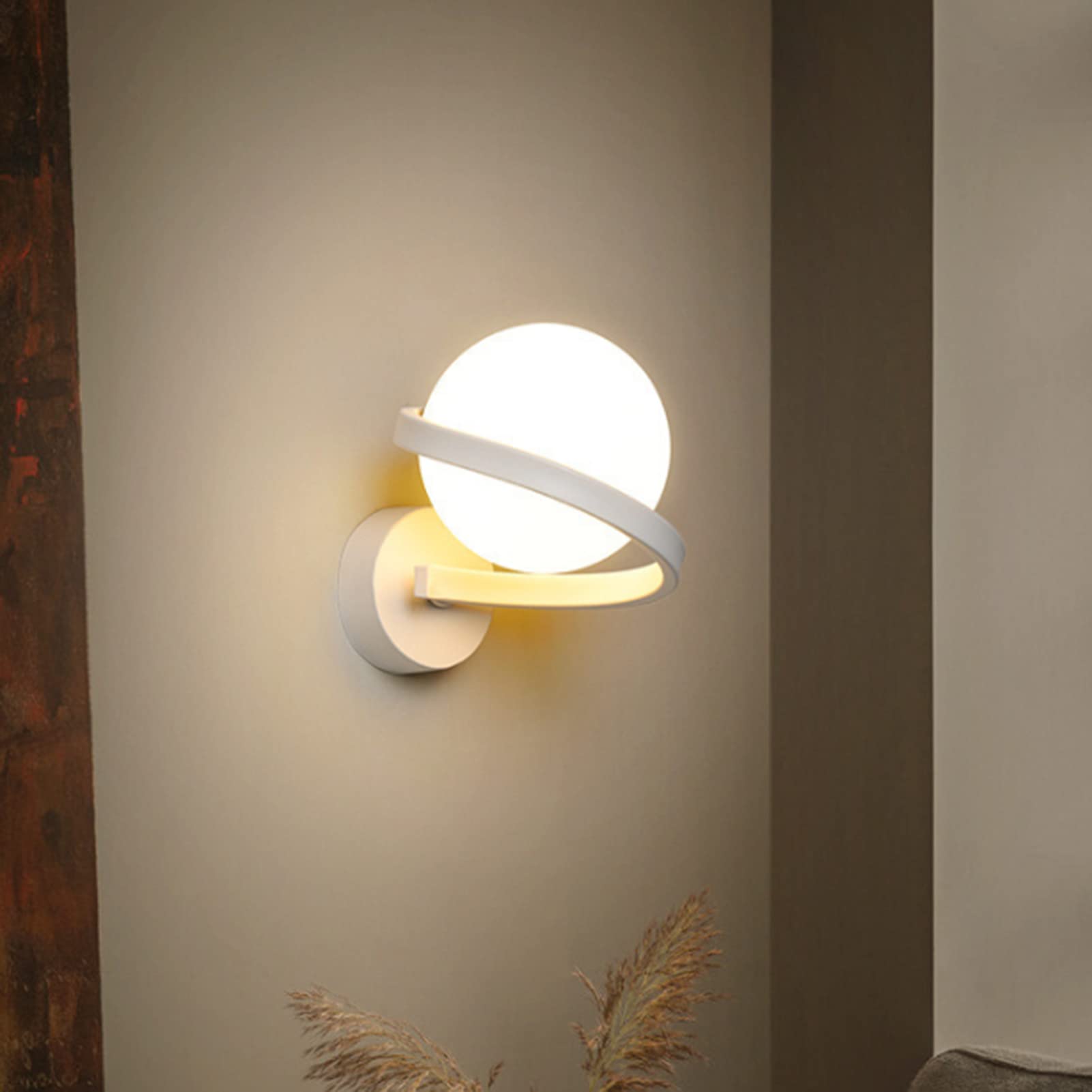 HSART Nordic Wall Lamp - Modern Spherical LED Wall Sconce Light for Living Room, Bedroom, Corridor | Indoor Wall Lighting Fixture | Warm White Dimmable Ambient Light for Home Decor & Background Wall