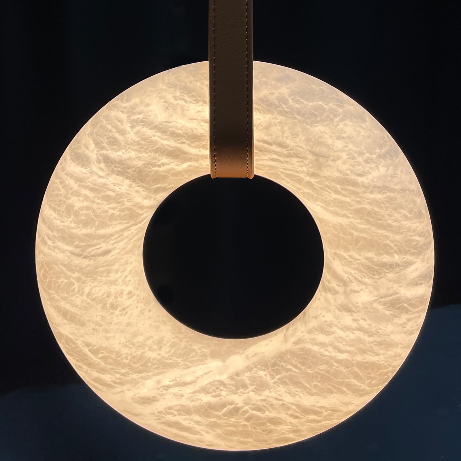 Natural Alabaster Pendant Lights - Round Modern Ceiling Light Fixture for Dining Room, Kitchen Island & Bedroom Lighting