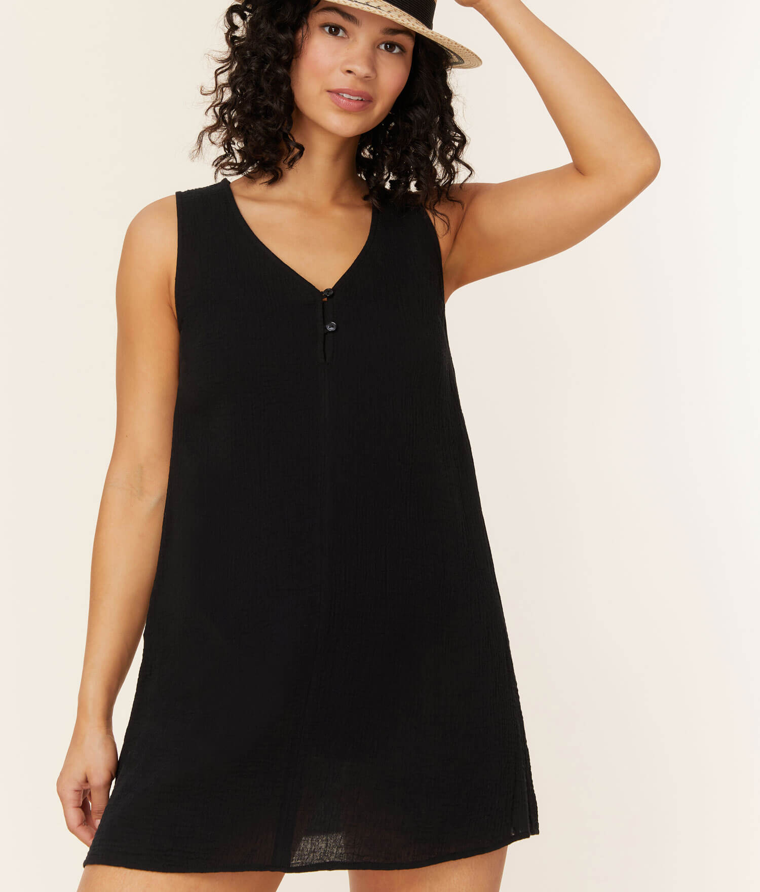 The Frades Mini Dress - Soft Cotton Gauze Fabric, Comfortable & Stylish Black Dress for Women - Perfect for Casual Outings, Summer Parties & Beach Vacations