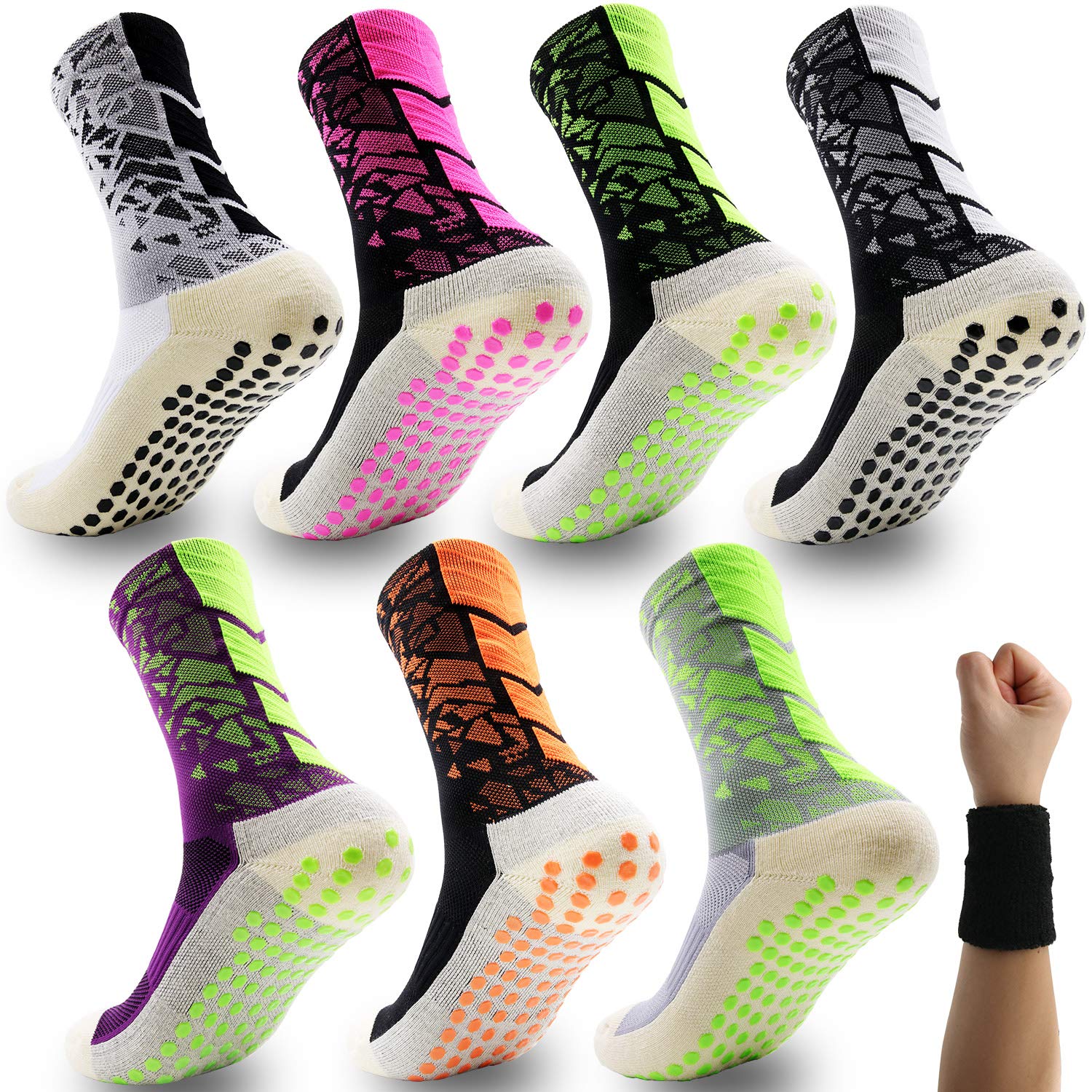 Anti-Slip Ankle Socks for Men & Women - 2/4/8 Pairs Non-Slip Sports Socks with Grip Technology for Football, Running, Yoga & Workout - Stay Secure During High-Intensity Activities