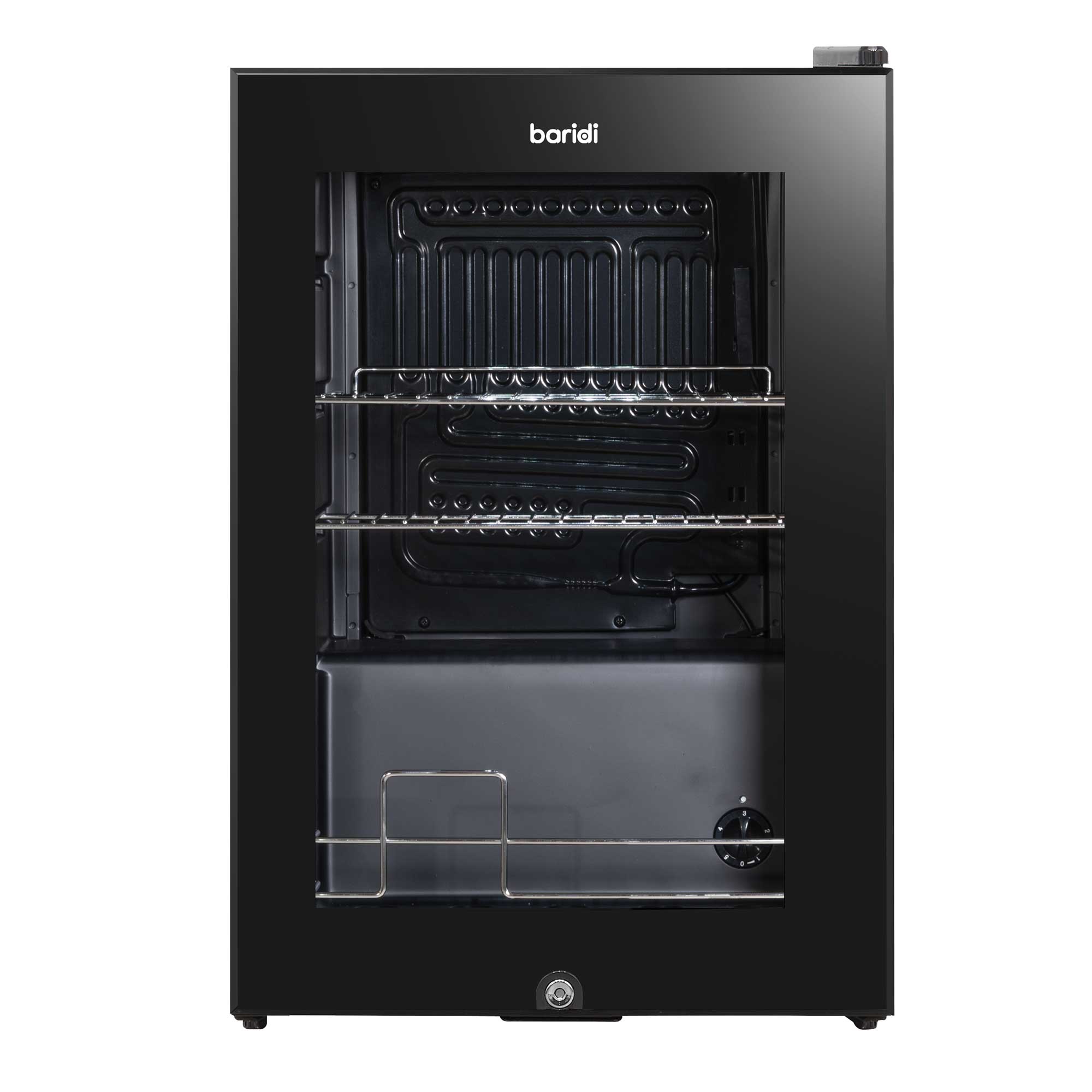 Baridi 60L Beer & Drinks Refrigerator with LED Light - Black Glass Door Mini Fridge for Home, Office, Bar & Party | Energy Efficient Beverage Cooler DH62