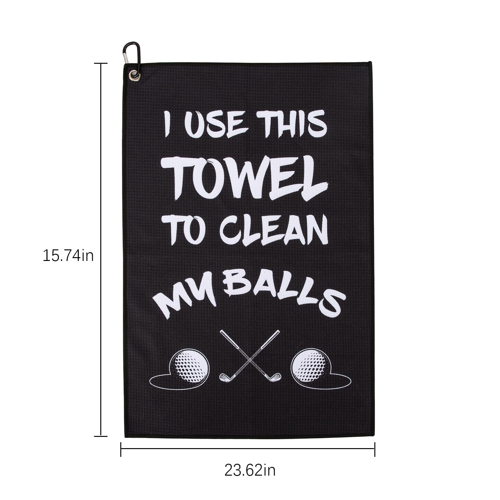 Premium Microfiber Waffle Golf Towel with Clip - Funny Printed & Embroidered Design - Perfect Golf Accessory Gift for Men & Women Golfers - Ideal for Golf Bags, Courses & Practice Sessions