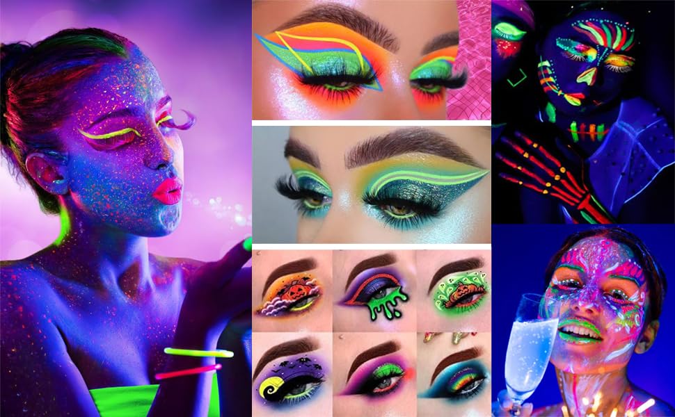 Neon UV Loose Powder Eyeshadow Dust Pigment - Vibrant Long-Lasting Makeup for Parties, Raves & Festival Looks
