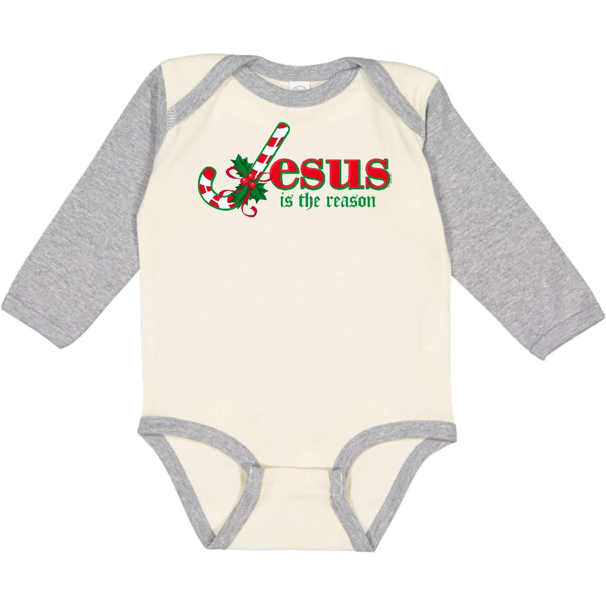 Inktastic Candy Cane Jesus Long Sleeve Baby Bodysuit - Christmas Holiday Outfit for Infants, Newborns & Toddlers - Perfect for Family Photos, Church Events & Festive Celebrations