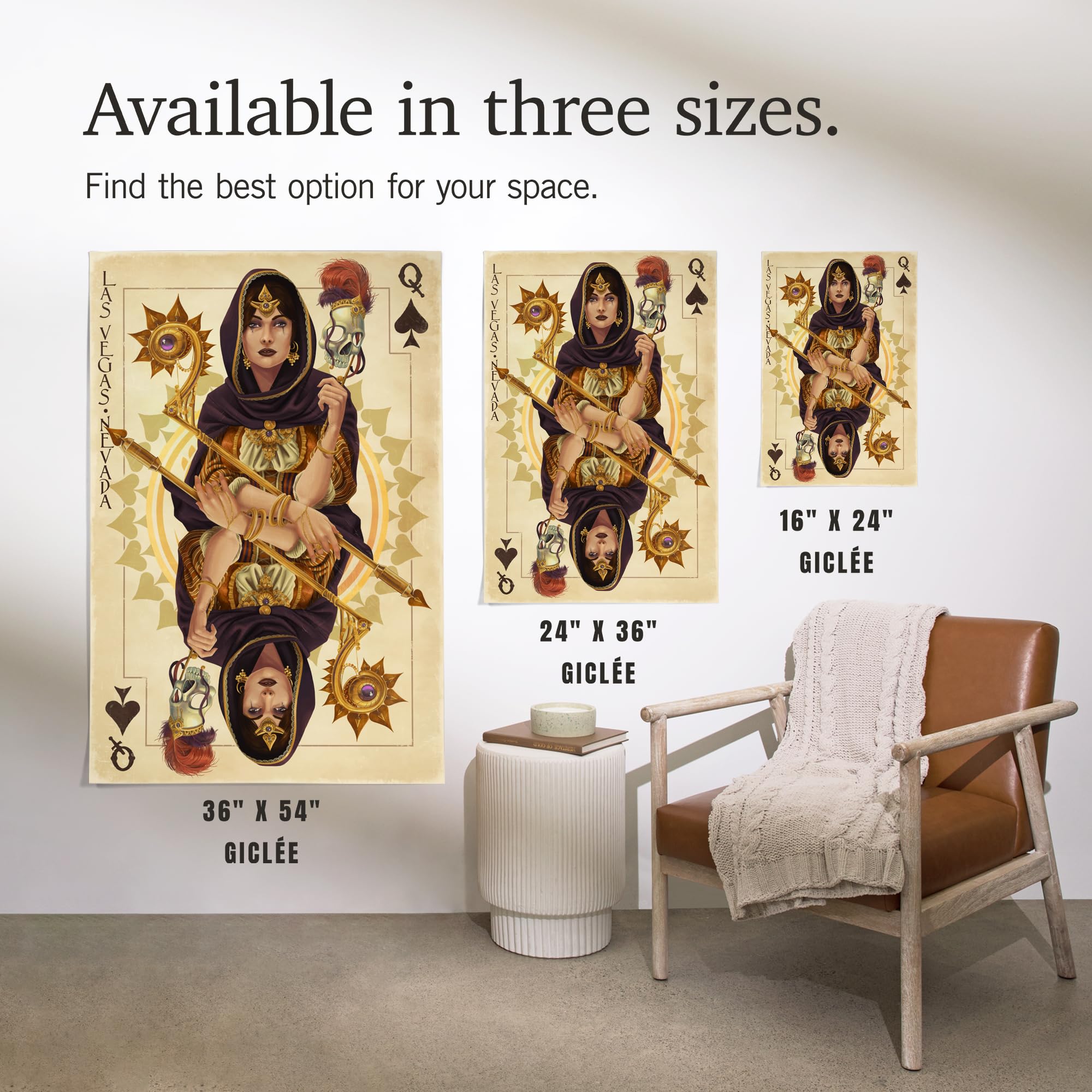 Lantern Press 16x24 Inch Premium Giclee Art Print - Las Vegas Nevada Casino Queen of Spades Playing Card Wall Decor | Perfect for Home, Office & Game Room Decorations