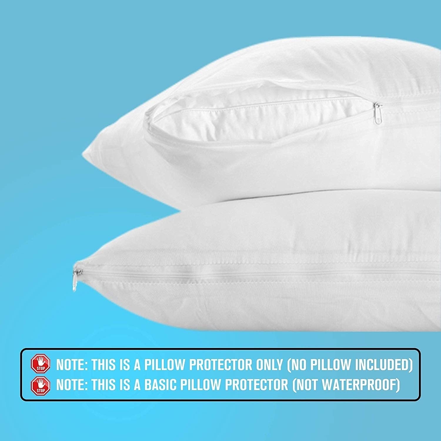 Premium King Size Pillow Protectors with Zipper - Breathable Poly-Cotton Blend, Moisture Wicking & Hypoallergenic - Dust Mite & Allergen Proof (2 Pack) - Ideal for Allergy Sufferers, Hot Sleepers & Bedroom Hygiene