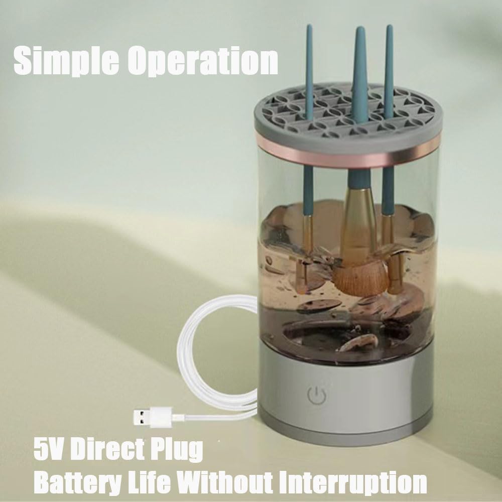 Electric Makeup Brush Cleaner Machine - The Cozy Luna 2025 New Transparent Beauty Cosmetic Brush Cleaner for All Size Brushes (1Pcs) | Perfect for Home Salon & Professional Makeup Artists