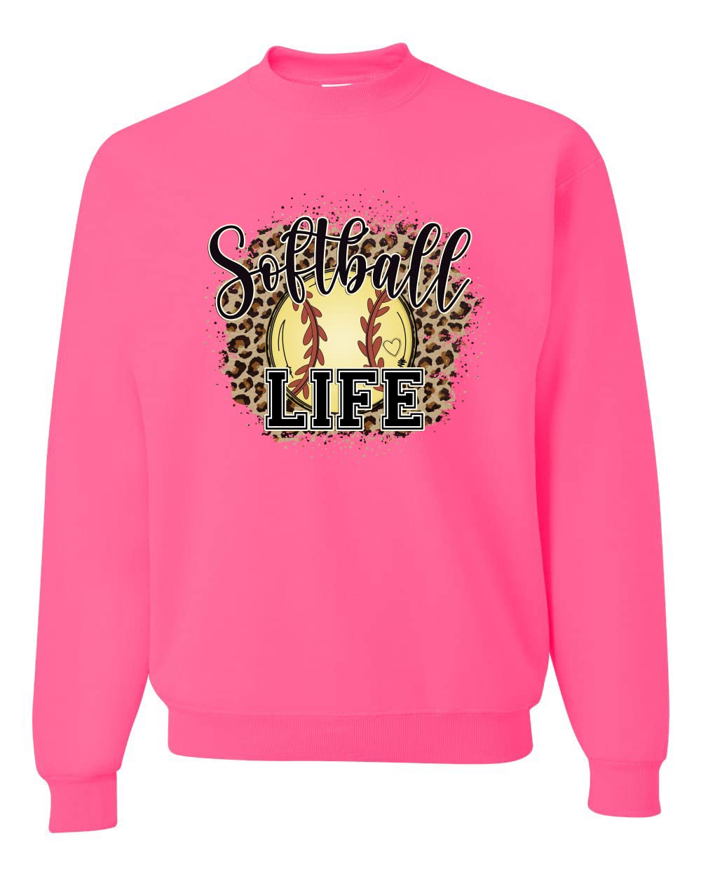 Wild Bobby Softball Life Animal Print Graphic Sweatshirt - Unisex Crewneck Pullover for Girls & Boys - Perfect for Sports, School & Casual Wear