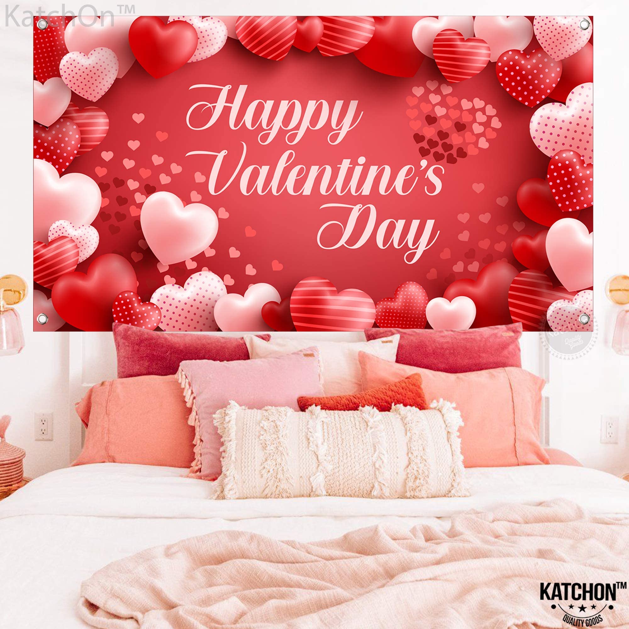 KatchOn Extra Large 72x44 Inch Valentine's Day Banner - Heart-Shaped Photography Backdrop for Party Decor, Wedding, Anniversary & Romantic Photo Shoot | Valentine's Day Decorations