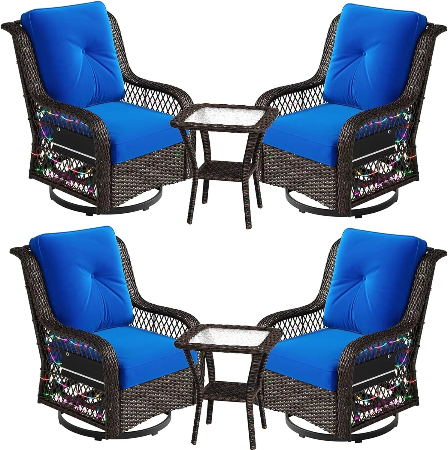 Bestier 360-Degree Swivel Gliding Wicker Patio Chair with Side Table - Outdoor Lounge Furniture Set for Garden, Poolside, and Backyard Relaxation