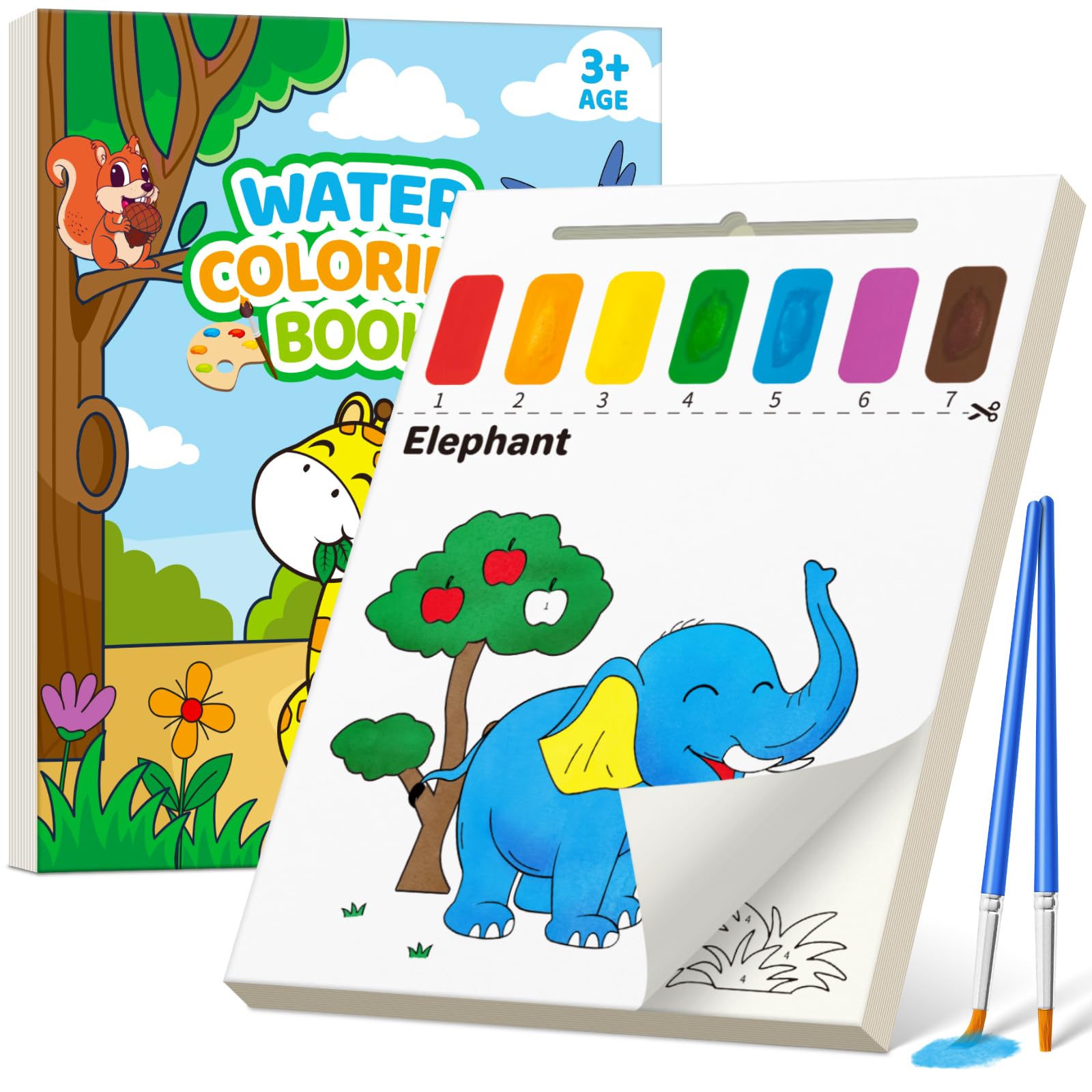 Water Coloring Books for Toddlers Ages 3-6 | Reusable Watercolor Painting Activity Books with Brush | Fun Arts & Crafts Gift for Boys & Girls | Perfect for Christmas Stocking Stuffers, Birthday Gifts & Travel Activities