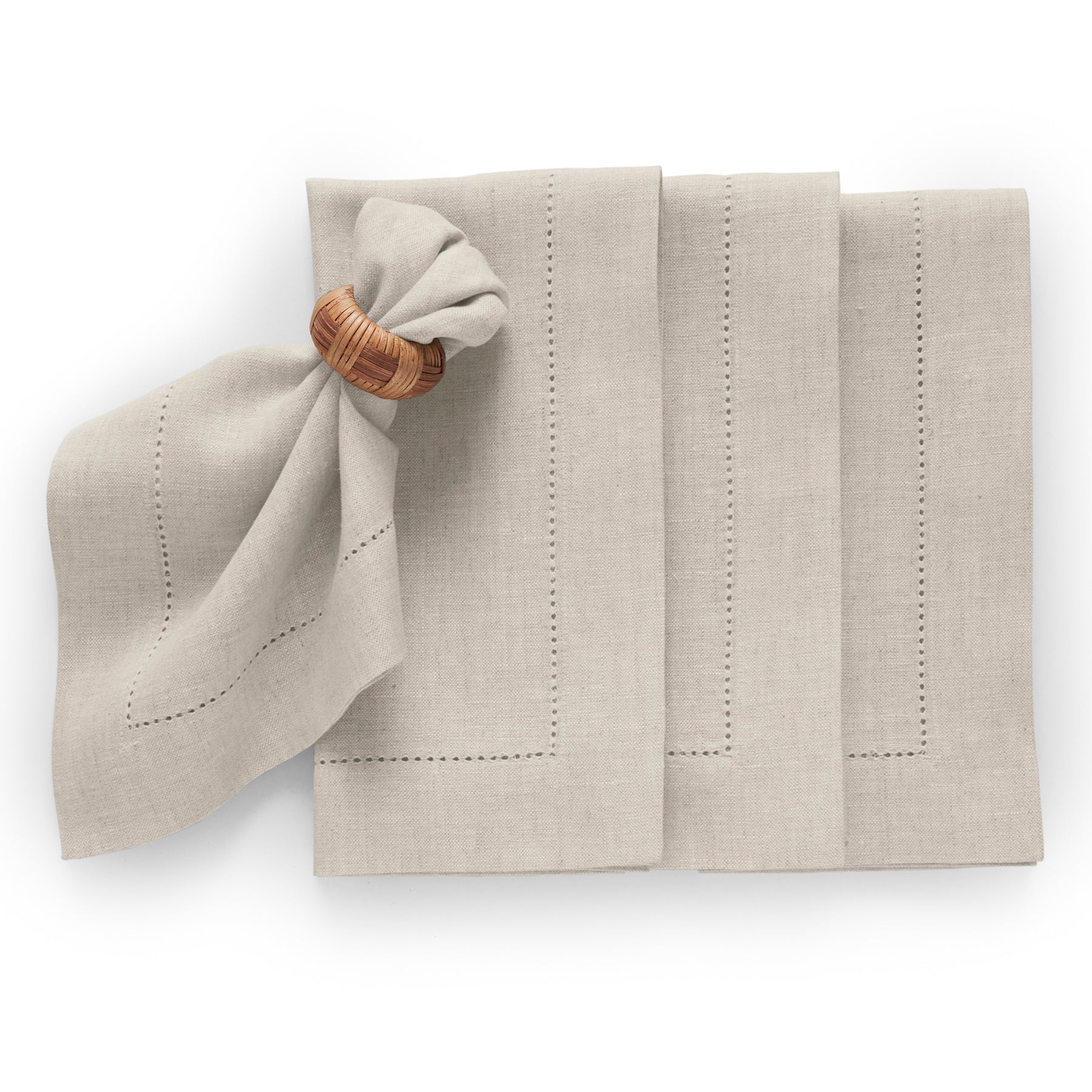 Premium Medium Weight Hemstitch Napkins - 12-Pack White Linen Dinner Napkins for Formal Dining, Weddings & Special Occasions