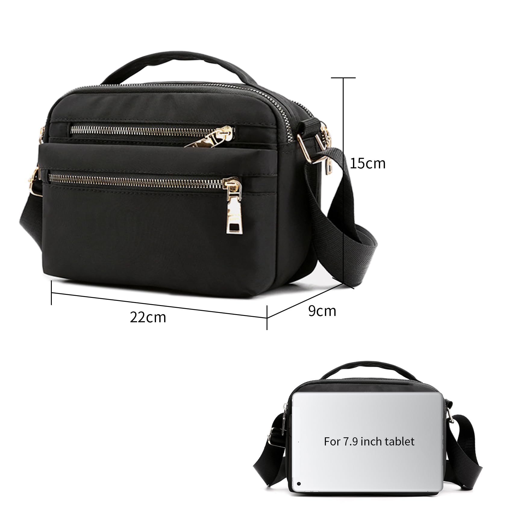 NOTAG Women's Crossbody Bag with Multi-Pocket Design - Waterproof Nylon Shoulder Purse & Top Handle Messenger Bag for Travel, Work & Daily Use