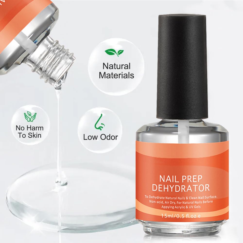 Professional Gel Nail Polish Dehydrator & Acid-Free Primer Set - Prep for Acrylic & UV Gel Nails - Salon Quality Nail Supplies for Long-Lasting Manicures at Home or Professional Use