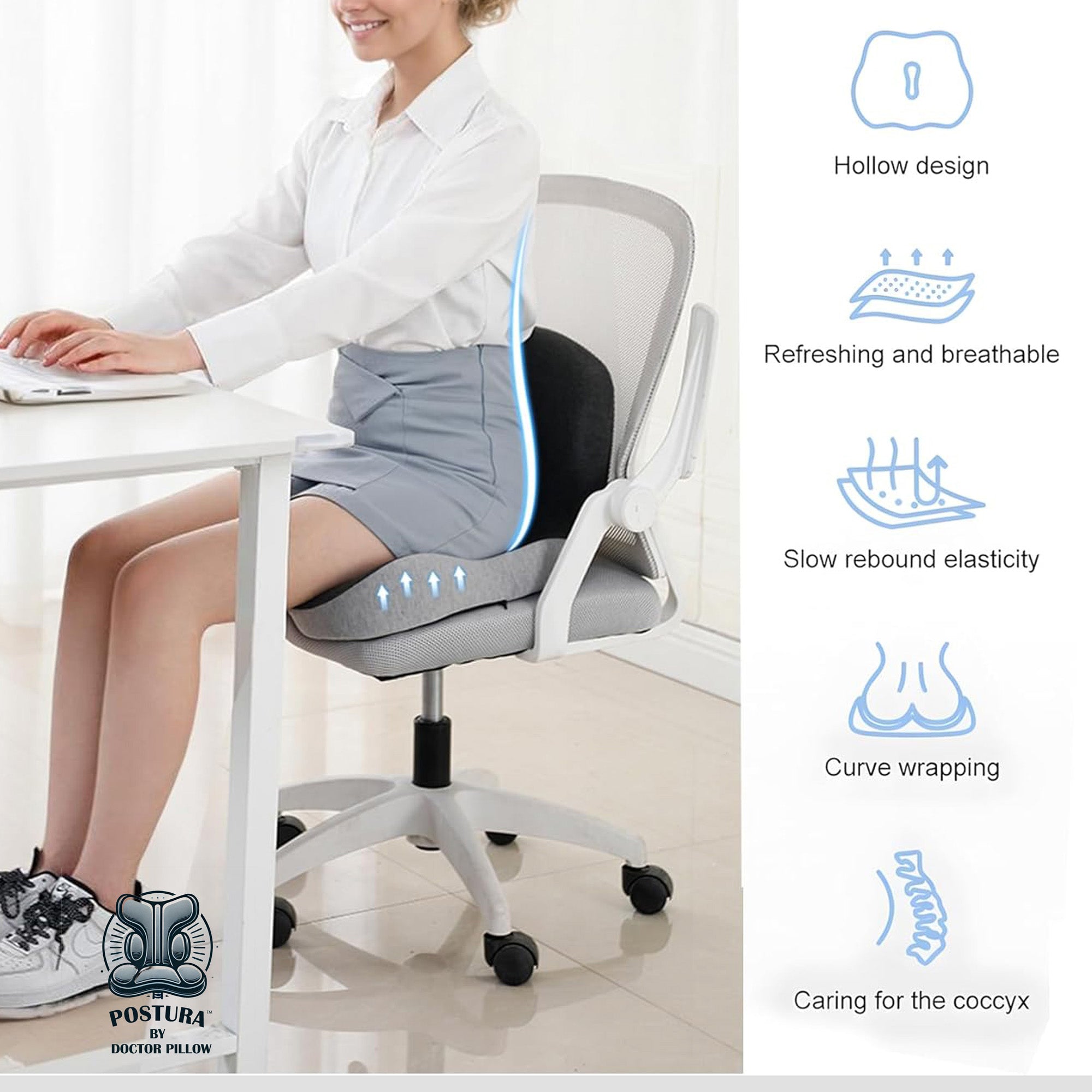 Doctor Pillow ICEY HEAT Back Support - Hot & Cold Therapy for Pain Relief - Ideal for Back Pain, Muscle Soreness & Injury Recovery