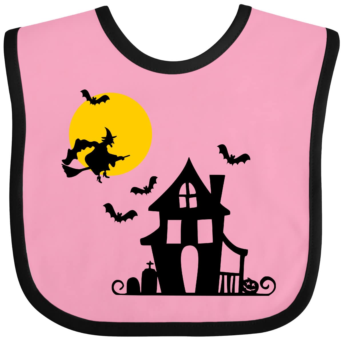Halloween Haunted House Witch & Bats Baby Bib - Cute & Soft Infant Drool Bib for Halloween Parties & Photo Shoots - Perfect for Babies & Toddlers