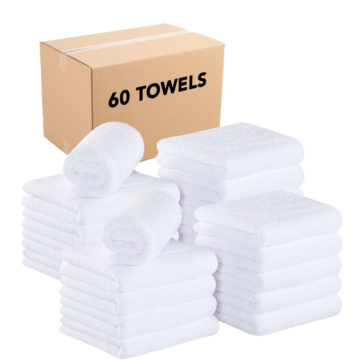 Arkwright 60-Pack Microfiber Coral Fleece Salon Towels Bulk - Super Absorbent & Bleach-Resistant Hair Drying Towels (16