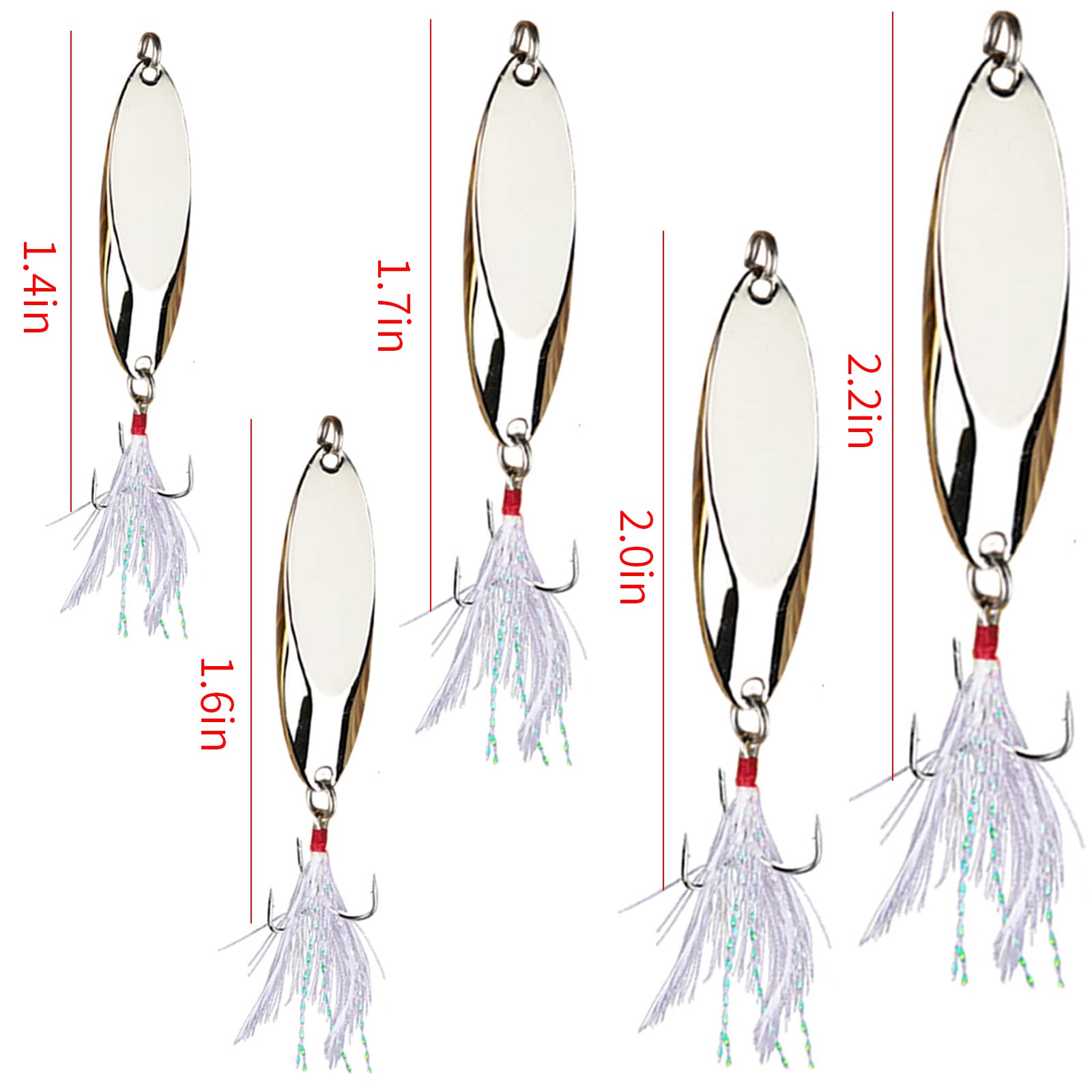 Premium Fishing Lures & Spoons Kit - Bass Trout Saltwater Freshwater Fishing Baits - Perfect for Casting Trolling Ice Fishing