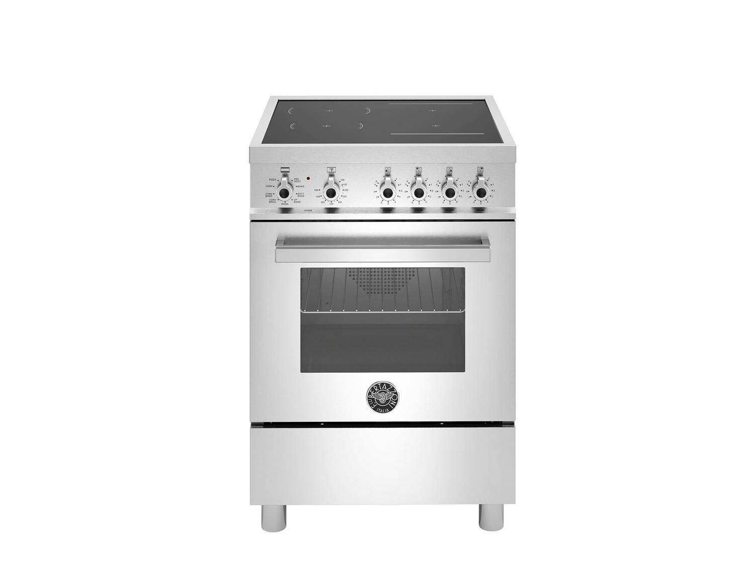 Bertazzoni PRO244IFEMXB 24 Inch Stainless Steel Induction Range with 4 Heating Zones & Electric Oven - Perfect for Modern Kitchens, Home Chefs & Professional Cooking