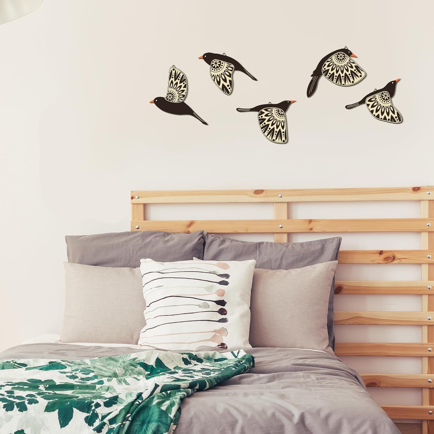 Wooden Hummingbird Wall Art - 5 Pcs Scandinavian Home Decor for Living Room, Bedroom & Office