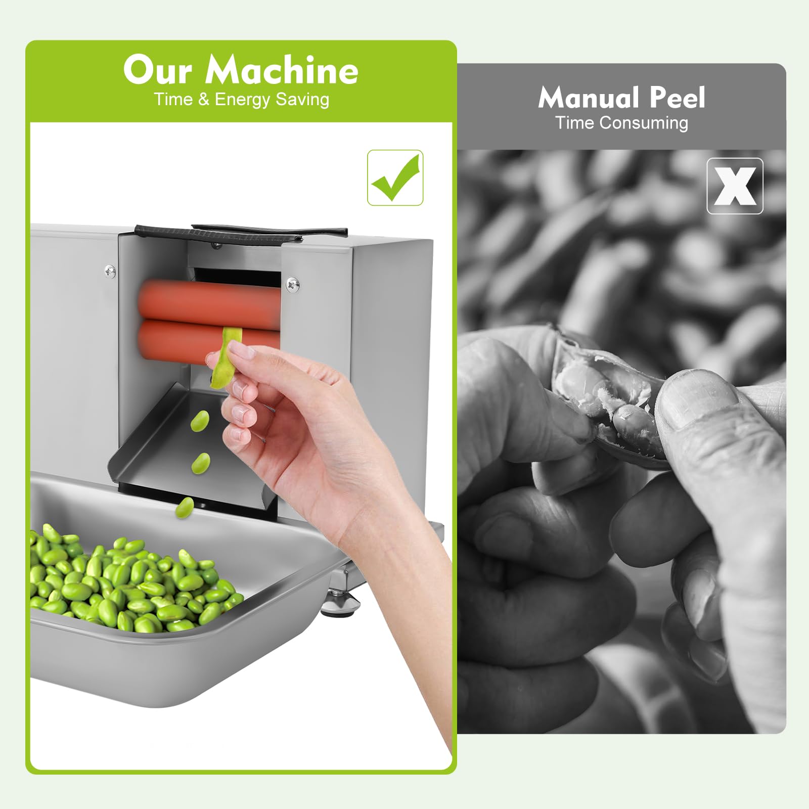 Electric Pea Bean Sheller Machine 110V 20W - Semi-Automatic Commercial Bean Peeler for Peas, Soybeans, Edamame & Legumes - Perfect for Farmers Markets, Home Kitchen & Food Processing Businesses