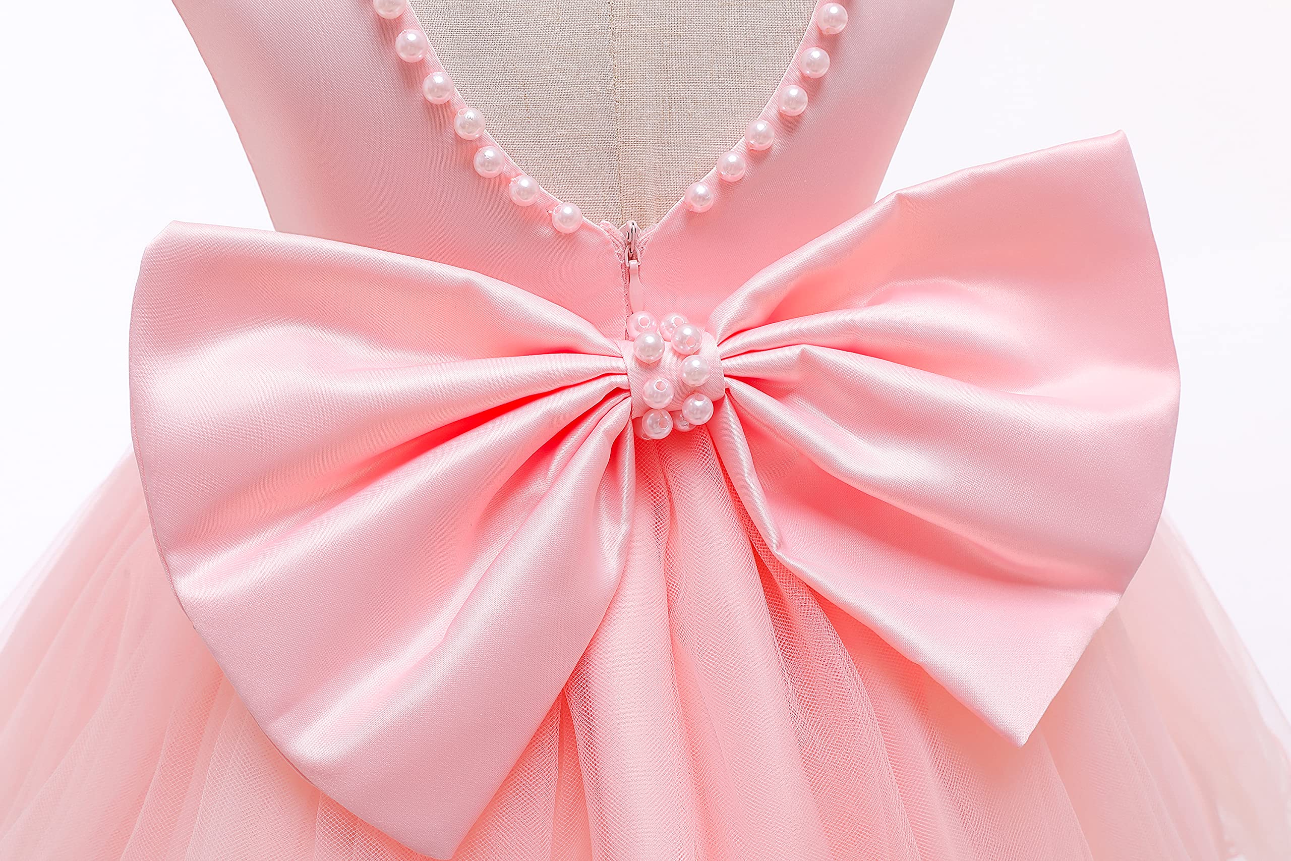 LZH Baby Girls Ruffle Lace Backless Bowknot Dress with Headwear - Flower Girl Pageant Party Wedding Dresses for Special Occasions & Photoshoots