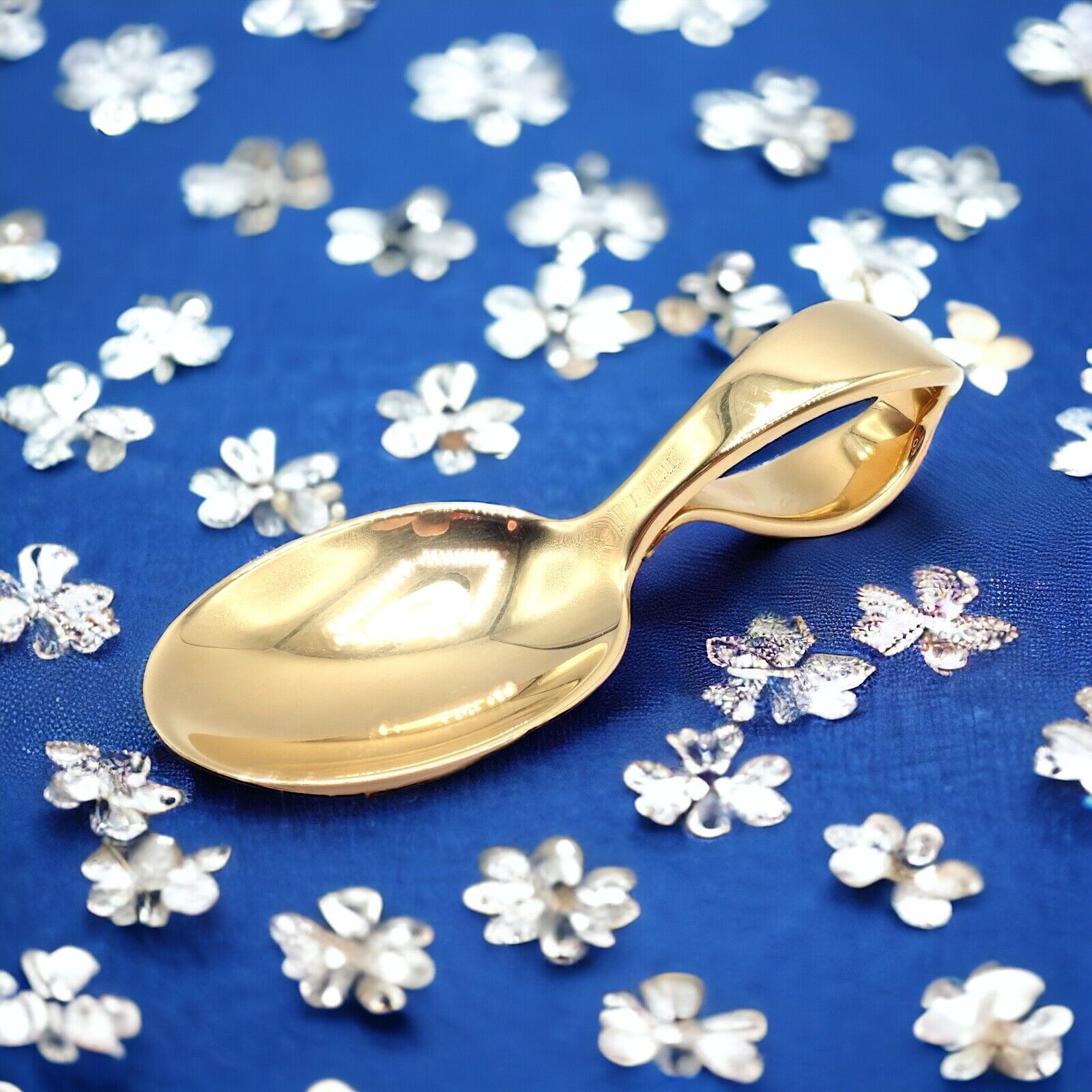 Vintage Tiffany & Co. 18k Yellow Gold Baby Spoon 52.8g - Elegant Estate Jewelry for Christening Gifts & Baby Keepsakes
