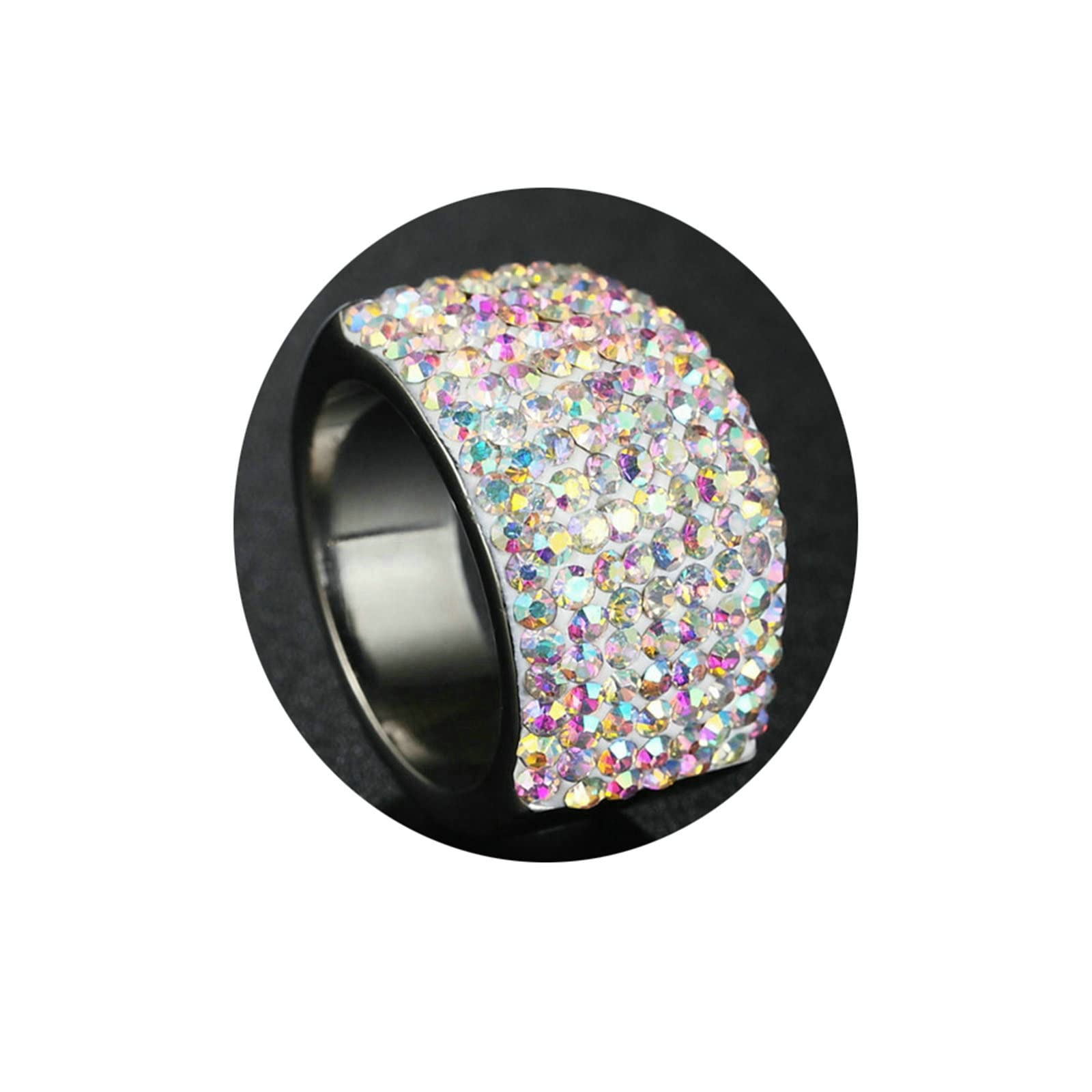 Vintage Titanium Wedding Ring Set for Men and Women - Full Diamond Couples Band in Silver & Colorful Finish - Perfect for Anniversaries, Engagements, and Romantic Gifts