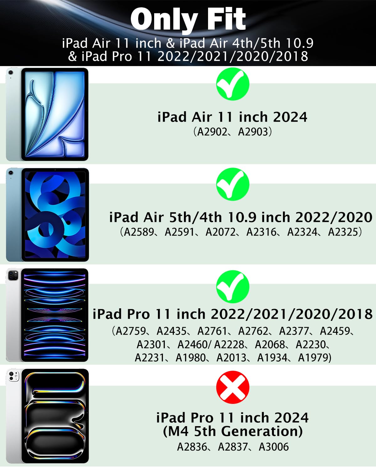 ROISKIN iPad Air 11 inch Case 6th Generation (2024) - Heavy Duty Shockproof Rugged Protective Cover for iPad Air 5th/4th Gen & iPad Pro 11
