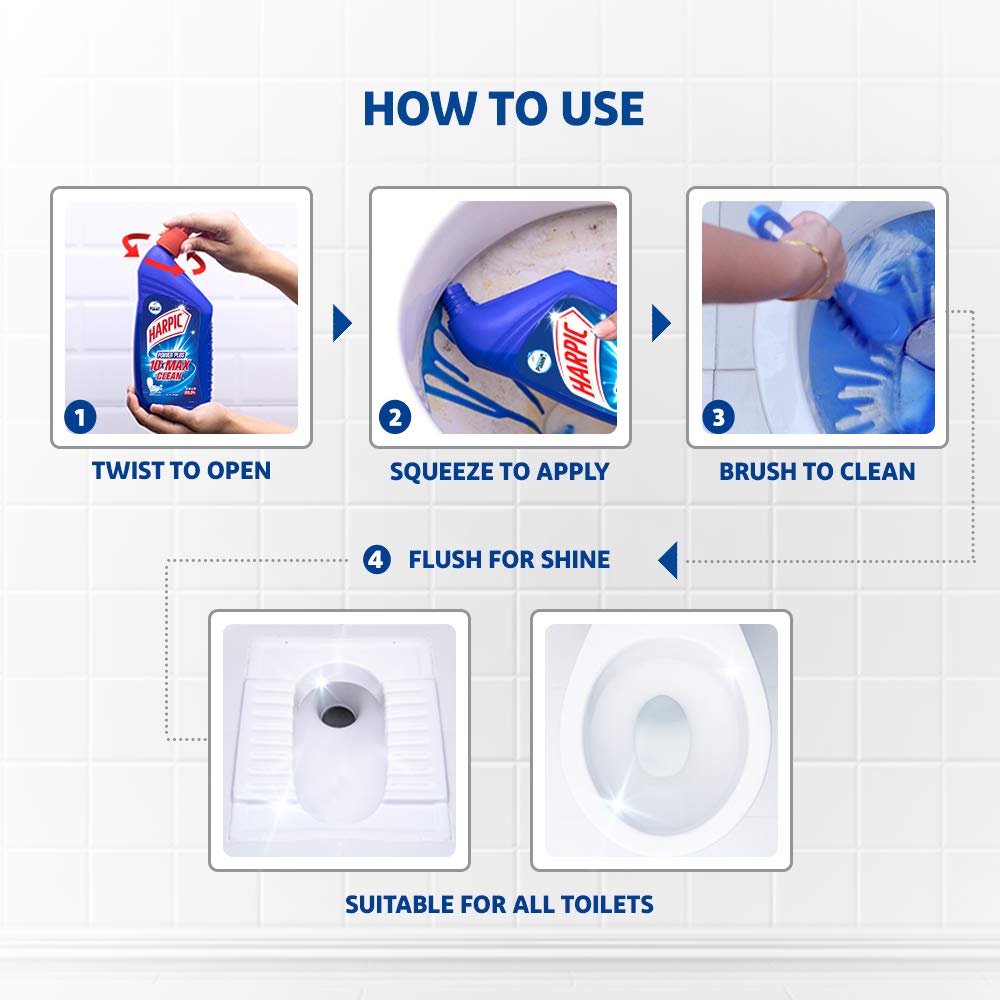 Harpic Original Disinfectant Toilet Cleaner Liquid - 500ml | Powerful Germ-Killing Formula for Sparkling Clean Toilets | Ideal for Bathroom, Restroom & Household Cleaning