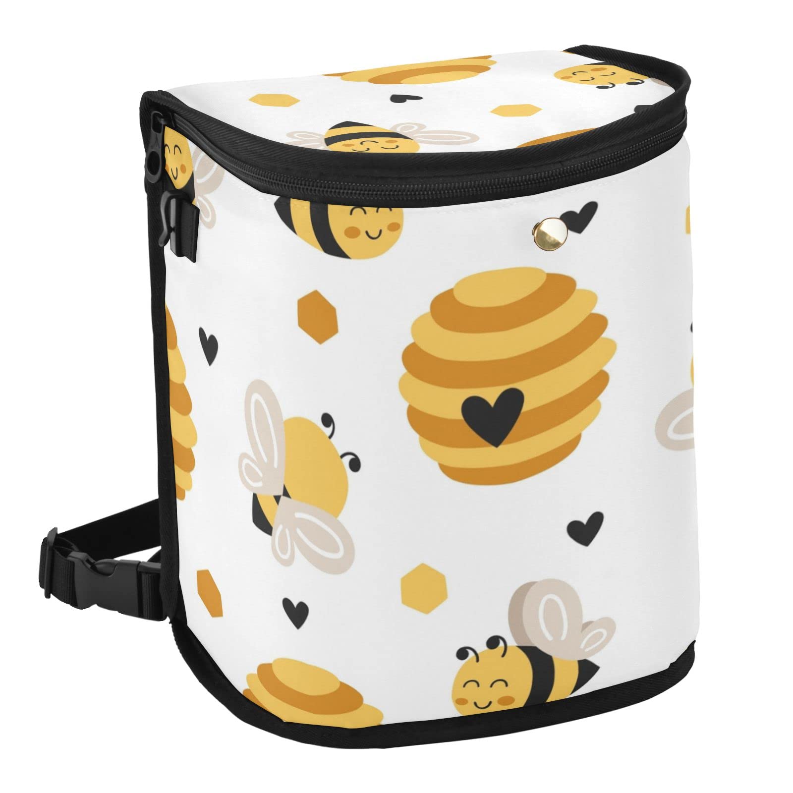 ASLSIY Cute Little Bee Car Trash Can with Lid - Waterproof Auto Garbage Bin, Hanging Leak-Proof Organizer, Collapsible Portable Car Trash Bag for Sedan, SUV, Truck | Perfect for Road Trips, Commuting & Keeping Your Vehicle Clean