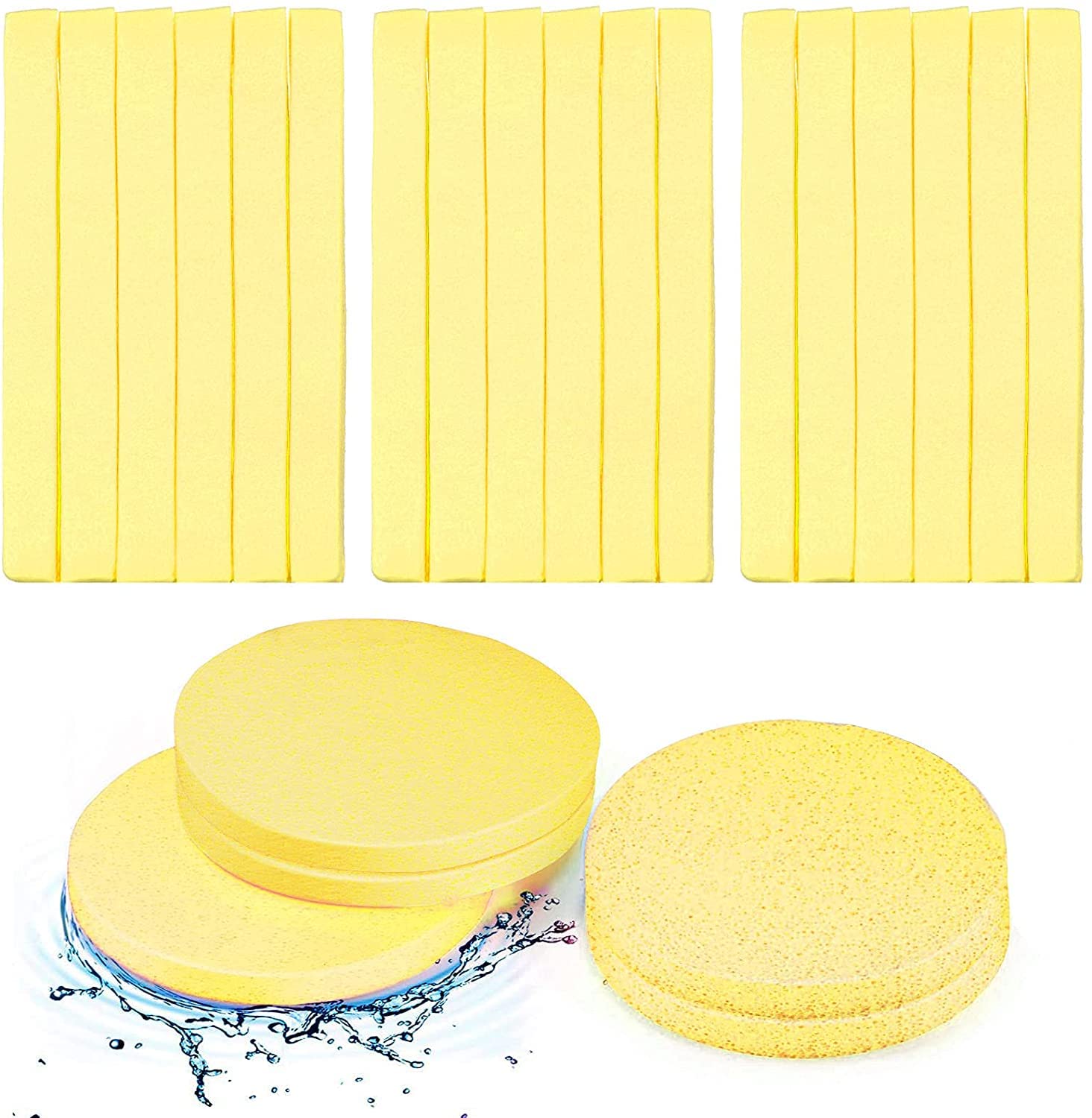 TopFinder® 12-Piece Magic Compressed Makeup Sponge Set with 100 White Artificial Nail Puffs - Reusable Microfiber Beauty Blender for Liquid Foundation, Concealer & Powder | Waterproof Makeup Sponge for Flawless Face & Nail Application | Perfect for Professional Makeup Artists & Home Beauty Routines