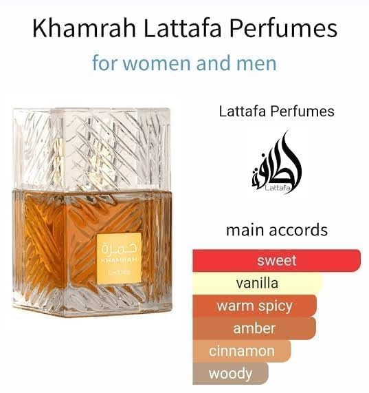 Lattafa Khamrah Eau De Parfum 100ml - Long Lasting Unisex Fragrance for Men & Women | Day & Night Wear, Special Occasions, Gift Giving