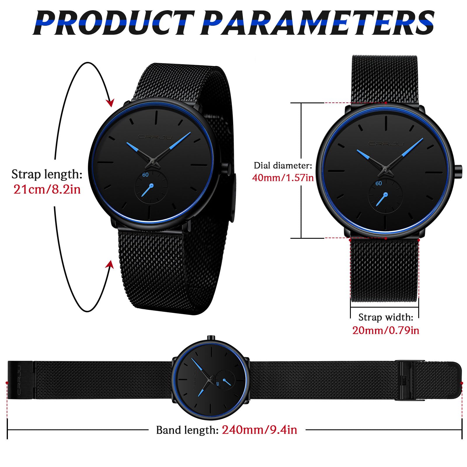 Ultra-Thin Minimalist Waterproof Men's Watch - Stainless Steel Mesh Band Dress Watch for Men & Women | Perfect for Business, Casual & Formal Occasions