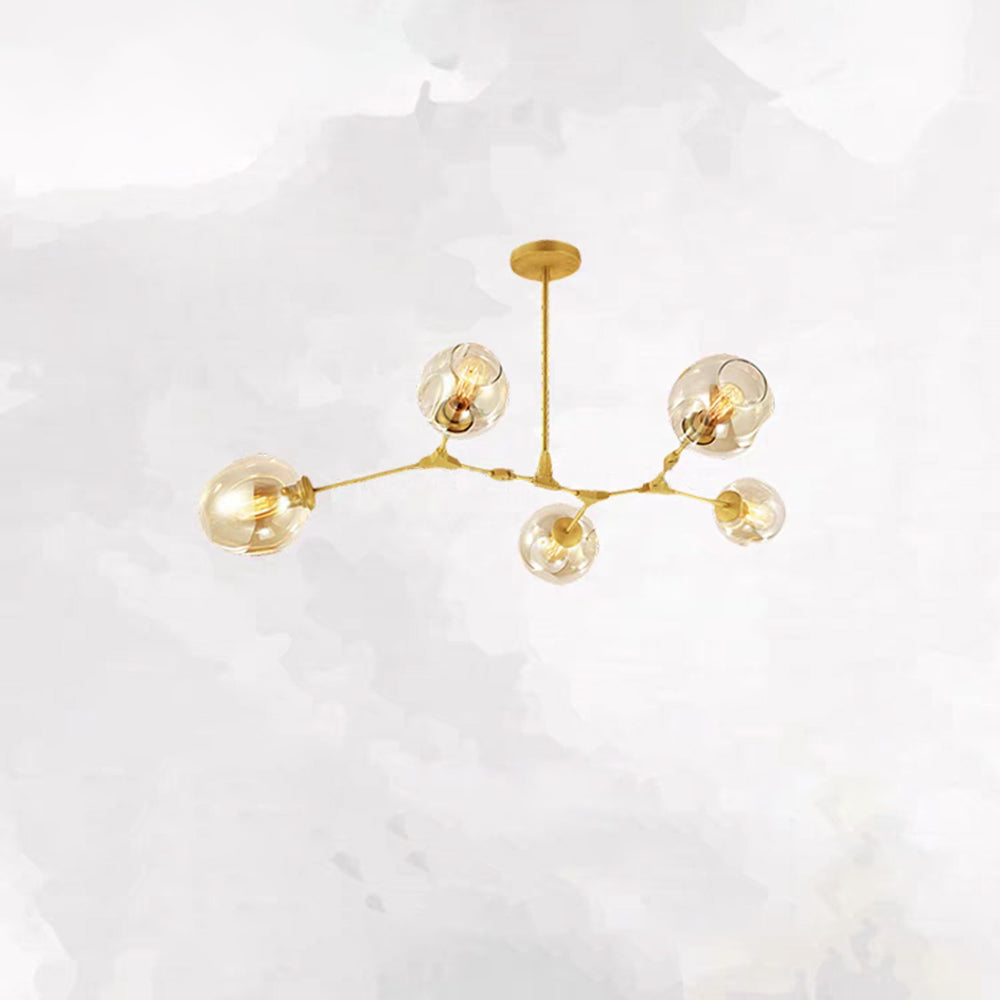 Modern Forked Bubble Glass Chandelier for Living Room - Elegant Ceiling Light Fixture for Dining Room, Bedroom, or Entryway Decor