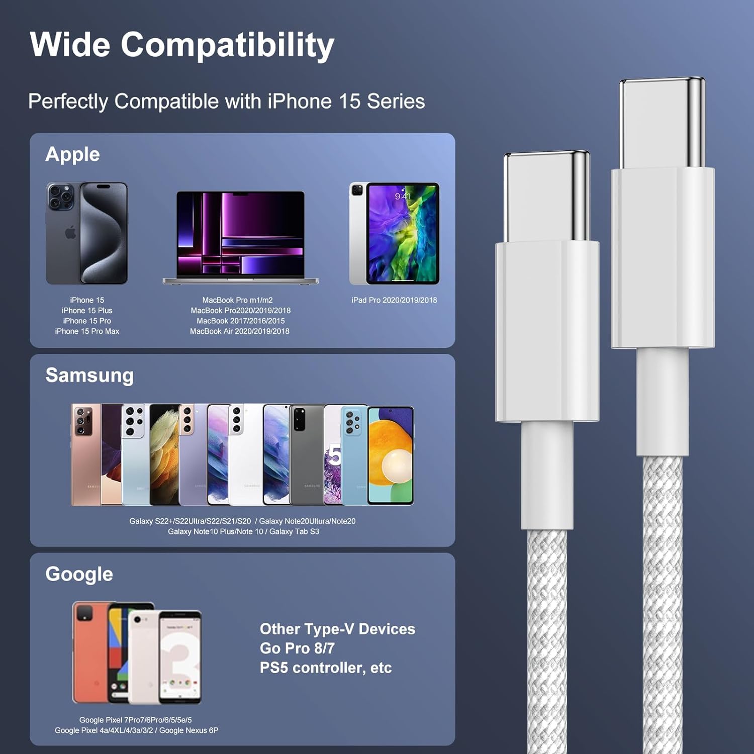 20W USB C Fast Charger with 2M Cable - PD 3.0 Quick Charge for iPhone 16/15/14 Series, iPad Pro/Air/Mini, Apple Watch - UK Power Adapter | Perfect for Home, Office & Travel Charging