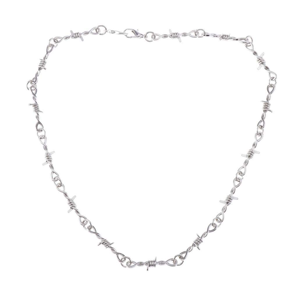 Harilla Unisex Thistles and Thorn Chain Necklace - Gothic Punk Jewelry for Men & Women - Perfect for Parties, Concerts and Alternative Fashion